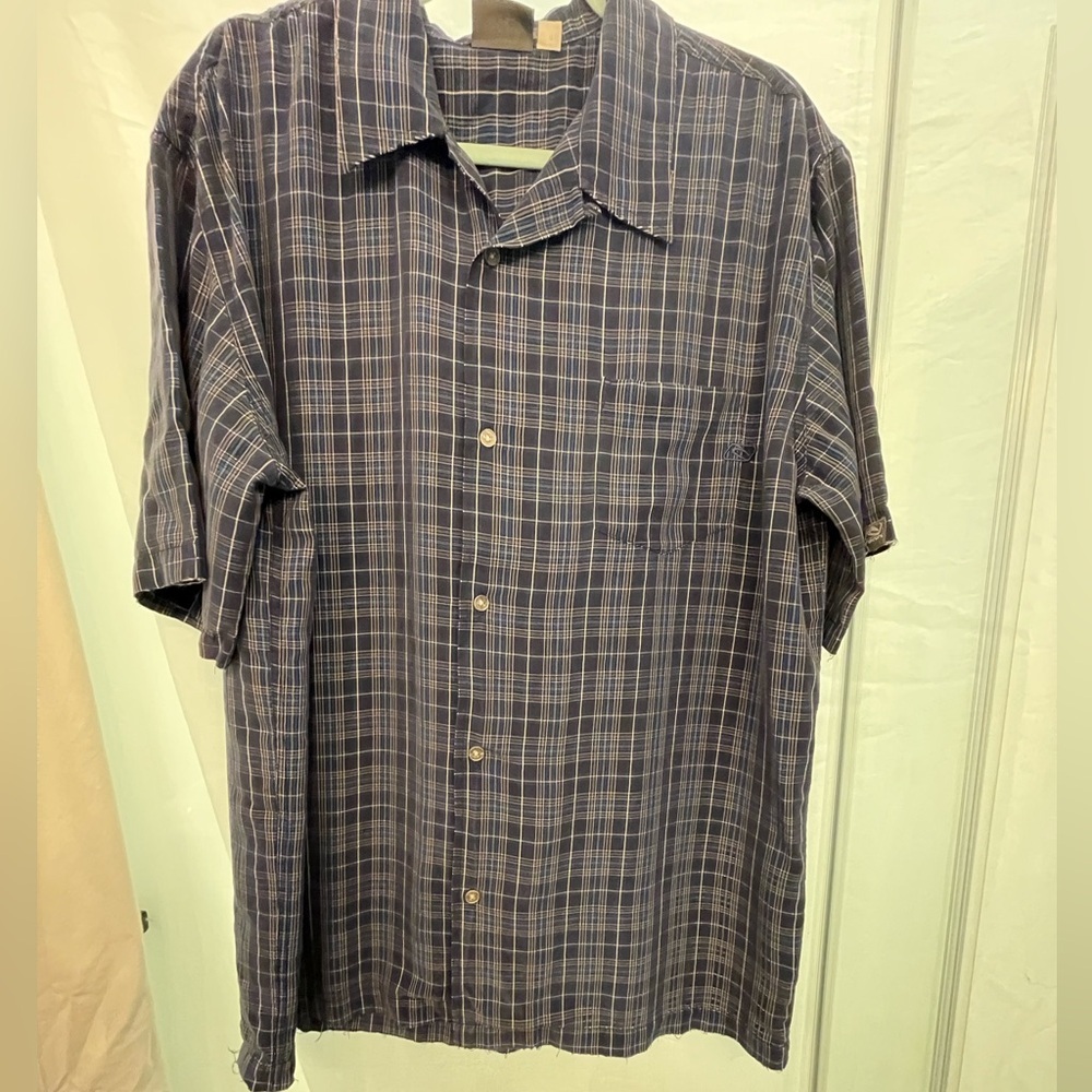 Mens vintage plaid rip curl button up shirt size xl blue